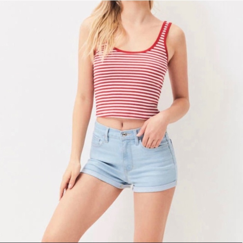 Pacsun The Shortie Blue Cuffed High Rise Jean Shorts Size 30